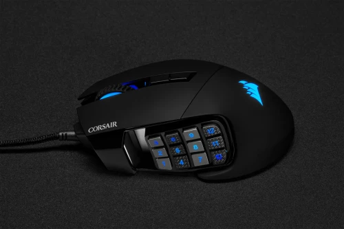 Corsair SCIMITAR RGB ELITE, Right-hand, Optical, USB, 18000 DPI, Black