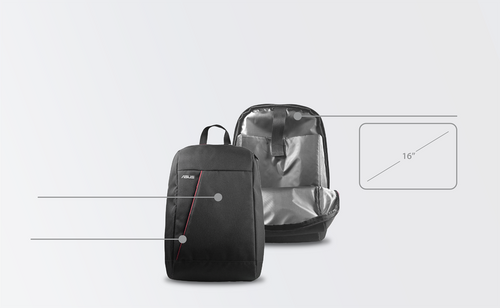 Asus Nereus Backpack / Fits Up To 16-Inch Laptop / Water-Repellent Lightweight / Polyester / Black - MST - Asus Nereus Backpack Asus Nereus Backpack / Fits Up To 16-Inch Laptop / Water-Repellent Lightweight / Polyester / Black - MST - Asus Nereus Backpack