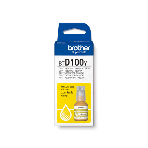 Brother Yellow Ink for DCP-T230/ DCP-T430W/ DCP-T530DW/ DCP-T536DW/ DCP-T730DW/ DCP-T830DW/ MFC-T930DW - MST - BTD100Y Brother Yellow Ink for DCP-T230/ DCP-T430W/ DCP-T530DW/ DCP-T536DW/ DCP-T730DW/ DCP-T830DW/ MFC-T930DW - MST - BTD100Y