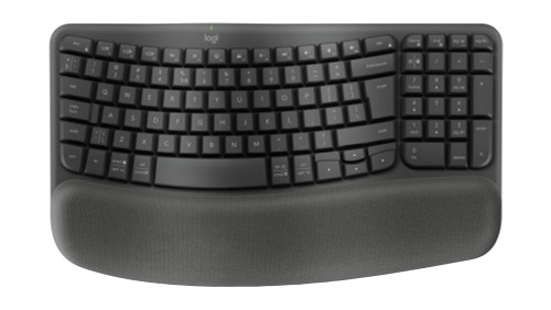 Logitech Wave Keys - Wireless Ergonomic Keyboard - Bluetooth - Intergrated Palm rest - Graphite - MST - Logitech Wave Keys Logitech Wave Keys - Wireless Ergonomic Keyboard - Bluetooth - Intergrated Palm rest - Graphite - MST - Logitech Wave Keys