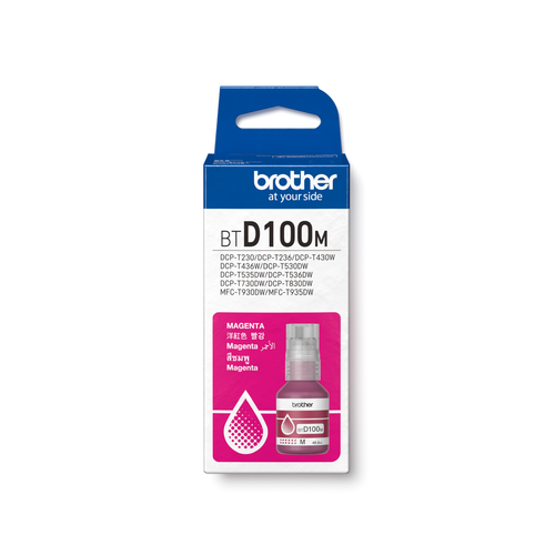 Brother Magenta Ink for DCP-T230/ DCP-T430W/ DCP-T530DW/ DCP-T536DW/ DCP-T730DW/ DCP-T830DW/ MFC-T930DW - MST - BTD100M Brother Magenta Ink for DCP-T230/ DCP-T430W/ DCP-T530DW/ DCP-T536DW/ DCP-T730DW/ DCP-T830DW/ MFC-T930DW - MST - BTD100M