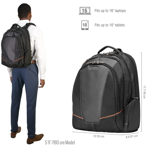 Everki EKP119, Backpack case, 40.6 cm (16"), 1.5 kg, Black