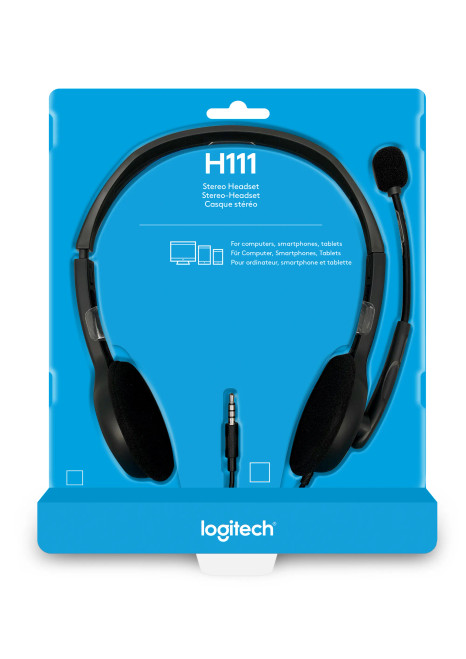 981-000593 - Logitech Headset H111 Analog Stereo Headset One plug Noise Cancelling mic full stereo sound Flexible Rotat - RCN - LOGI H111 981-000593 981-000593 - Logitech Headset H111 Analog Stereo Headset One plug Noise Cancelling mic full stereo sound Flexible Rotat - RCN - LOGI H111 981-000593