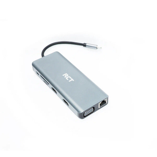 RCT compact 12-in-1 hub with 2 HDMI; 1 VGA; 3 USB3.0; 1 USB 2.0; 1 RJ45; PD; Audio; SD & microSD card reader - RCN - RCT SD-11 RCT compact 12-in-1 hub with 2 HDMI; 1 VGA; 3 USB3.0; 1 USB 2.0; 1 RJ45; PD; Audio; SD & microSD card reader - RCN - RCT SD-11