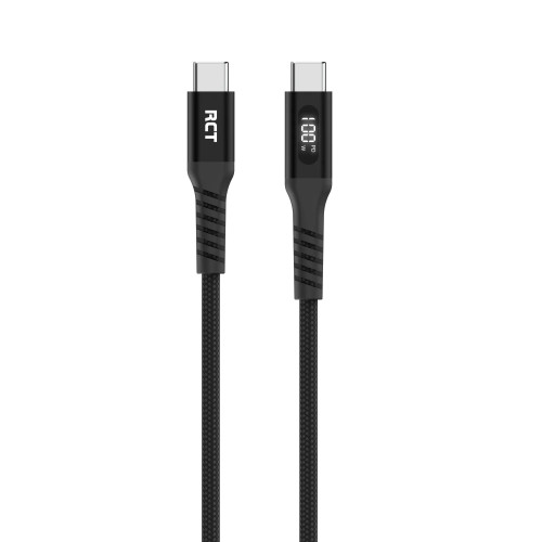 RCT USBC-USBC 2M Sync & Charge Cable (Black with LED Display) - RCN - RCT USBC 2M RCT USBC-USBC 2M Sync & Charge Cable (Black with LED Display) - RCN - RCT USBC 2M