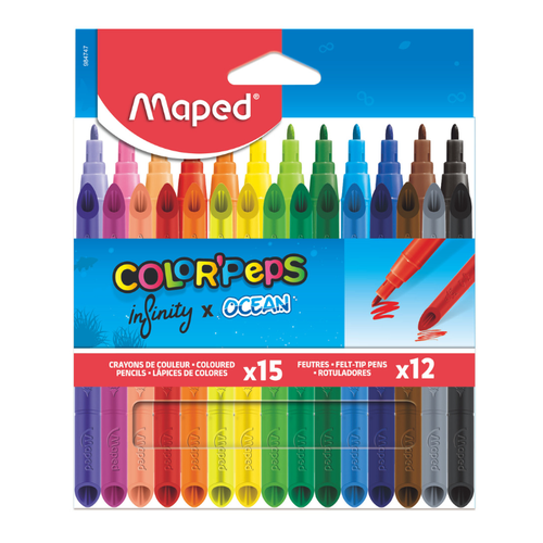 MAPED Colour Pencil Infinity 15's +Ocean Felt Tip 12's-984747