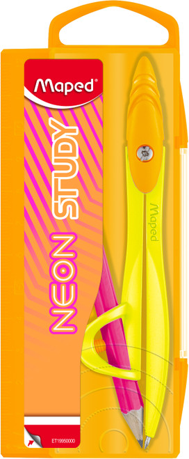 MAPED Neon Compass Study with Pencil - Colour NOT Guaranteed-199100