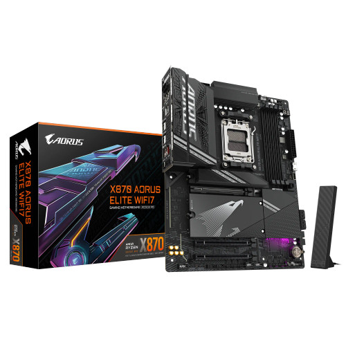 GIGABYTE Aorus AMD X870 Chipset for AMD AM5; 4x DDR5; 4x M2; 2x HDMI (1x Front)/2 x USB4® USB Type-C®; ATX. - RCN - GA-X870-AORUS-ELITE-WIFI7 GIGABYTE Aorus AMD X870 Chipset for AMD AM5; 4x DDR5; 4x M2; 2x HDMI (1x Front)/2 x USB4® USB Type-C®; ATX. - RCN - GA-X870-AORUS-ELITE-WIFI7
