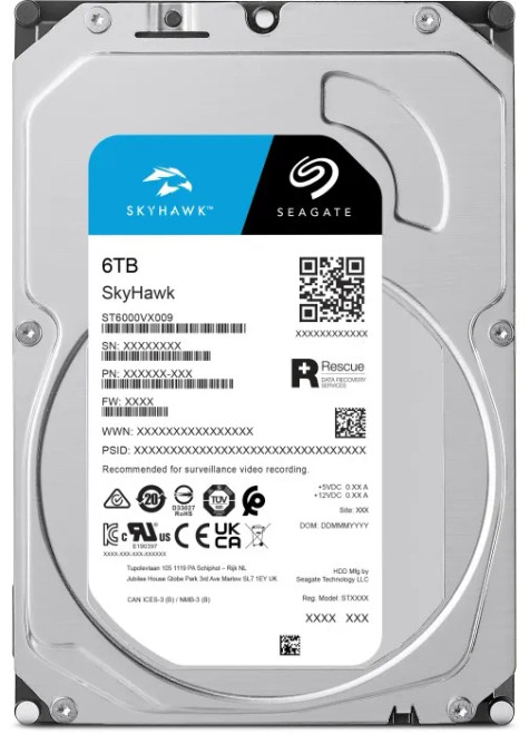 Seagate Skyhawk ST6000VX009 6TB 3.5'' HDD Surveillance Drives; SATA 6GB/s Interface; 8+ Bays Supported; MTBF: 1M Hr's; C - RCN - ST6000VX009 Seagate Skyhawk ST6000VX009 6TB 3.5'' HDD Surveillance Drives; SATA 6GB/s Interface; 8+ Bays Supported; MTBF: 1M Hr's; C - RCN - ST6000VX009