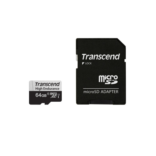 TRANSCEND 350V 64GB HIGH ENDURANCE MICRO SD UHS-I U1 CLASS10 - READ 100 MB/S - WRITE 45MB/S - WITH SD ADPTOR - RCN - TS64GUSD350V TRANSCEND 350V 64GB HIGH ENDURANCE MICRO SD UHS-I U1 CLASS10 - READ 100 MB/S - WRITE 45MB/S - WITH SD ADPTOR - RCN - TS64GUSD350V