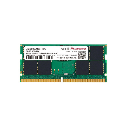 TRANSCEND JET MEMORY 16GB DDR5-5600 NOTEBOOK SO-DIMM 1RX8 CL46 (2Gx8)x8 - RCN - JM5600ASE-16G TRANSCEND JET MEMORY 16GB DDR5-5600 NOTEBOOK SO-DIMM 1RX8 CL46 (2Gx8)x8 - RCN - JM5600ASE-16G