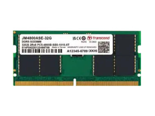Transcend JetMemory JM4800ASE-16G, 16 GB, 1 x 16 GB, DDR5, 4800 MHz, 262-pin SO-DIMM Transcend JetMemory JM4800ASE-16G, 16 GB, 1 x 16 GB, DDR5, 4800 MHz, 262-pin SO-DIMM