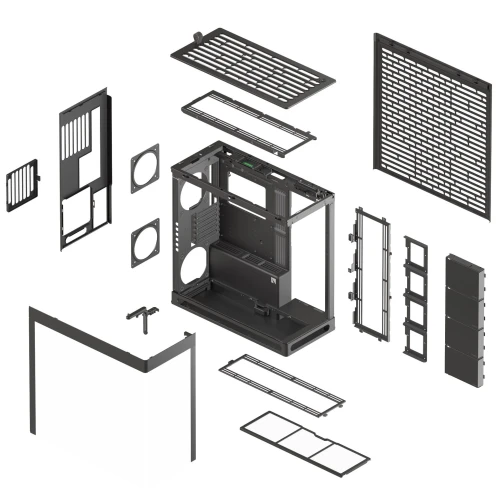 Aerocool HAVN HS 420 Base Edition Black EATX case - Supports up to 11 fans - 4x 3.5'' or 8x 2.5'' - 420mm Radiator. 