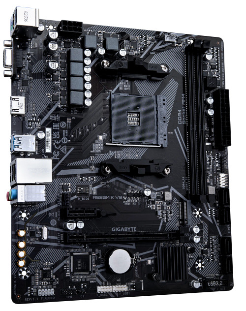 Gigabyte A520M K V2 Motherboard - Supports AMD Ryzen 5000 Series AM4 CPUs, up to 5100MHz DDR4 (OC), PCIe Gen3 x4 M.2, GbE LAN, USB 3.2 Gen 1, AMD, Socket AM4, AMD Ryzen™ 3, AMD Ryzen™ 5, AMD Ryzen™ 7, 3rd Generation AMD Ryzen™ 9, AMD Ryzen 9 5th Gen, Socket AM4, DDR4-SDRAM, 64 GB