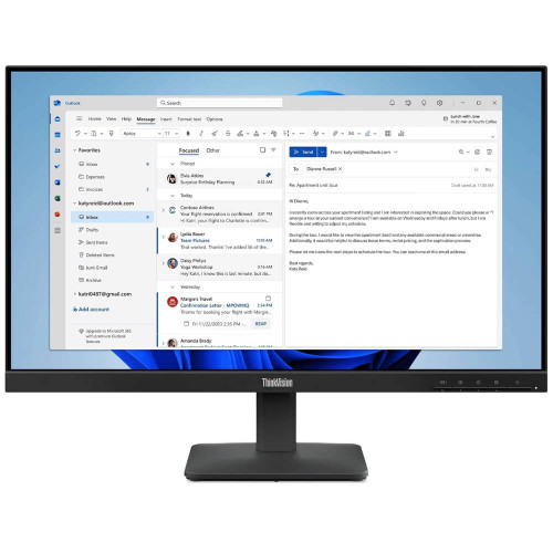 Lenovo ThinkVision S24-4e 23.8inch Tilt Stand Windows 11 3 Year CCI Highest Position | 539.8 x 180.0 x 402.9 mm (21.25 x - TAR - 64B5KAT1SA-TAR