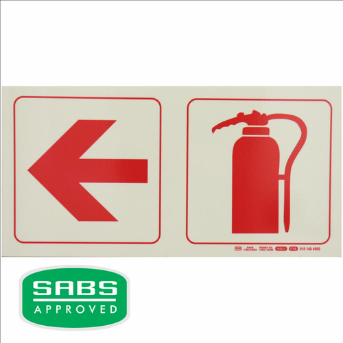 Photoluminescent 190mm Safety Sign F16 Arrow Left Fire Extinguisher - SNP19F16 Photoluminescent 190mm Safety Sign F16 Arrow Left Fire Extinguisher - SNP19F16