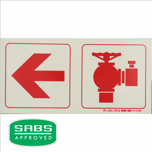 Photoluminescent 190mm Safety Sign F18 Arrow Left Fire Hydrant - SNP19F18 Photoluminescent 190mm Safety Sign F18 Arrow Left Fire Hydrant - SNP19F18