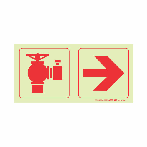 Photoluminescent 190mm Safety Sign Fire Hydrant Arrow Right - SNP19F21 Photoluminescent 190mm Safety Sign Fire Hydrant Arrow Right - SNP19F21