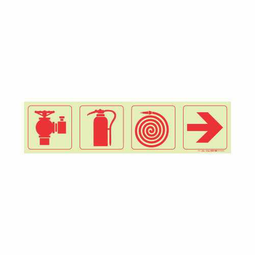 Photoluminescent 190mm Safet Sign F3 Fire Hydrant Fire Extinguisher Fore Hose Reel Arrow Right - SNP19F3 Photoluminescent 190mm Safet Sign F3 Fire Hydrant Fire Extinguisher Fore Hose Reel Arrow Right - SNP19F3