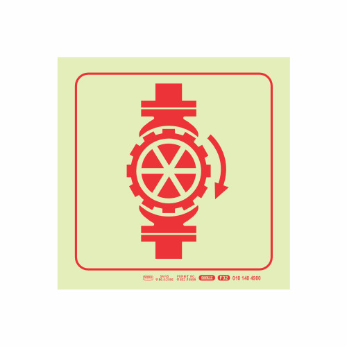 Photoluminescent 190mm Safety Sign F32 Sprinkler Stop Valve - SNP19F32 Photoluminescent 190mm Safety Sign F32 Sprinkler Stop Valve - SNP19F32