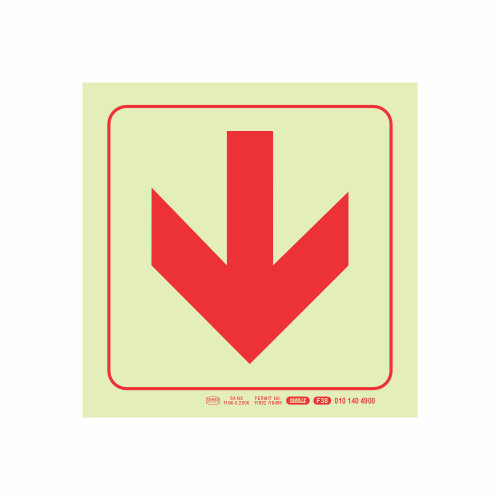 Photoluminescent 190mm Safety Sign F38 Arrow Down - SNP19F38 Photoluminescent 190mm Safety Sign F38 Arrow Down - SNP19F38