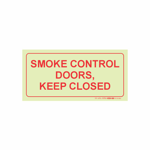 Photoluminescent 190mmSafety Sign F42 Smoke Control Doors Keep Closed - SNP19F42