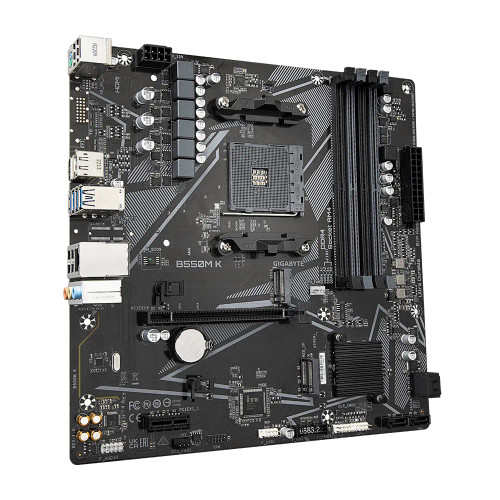 GIGABYTE B550M K Motherboard - AMD Ryzen 5000 CPUs, up to 4733MHz DDR4, 1xPCIe 4.0 + 1xPCIe 3.0 M.2, 1GbE LAN, USB 3.2 Gen 1, AMD, Socket AM4, AMD Ryzen 3000 Series, AMD Ryzen 4000 Series, AMD Ryzen 5000 Series, Socket AM4, DDR4-SDRAM, 128 GB