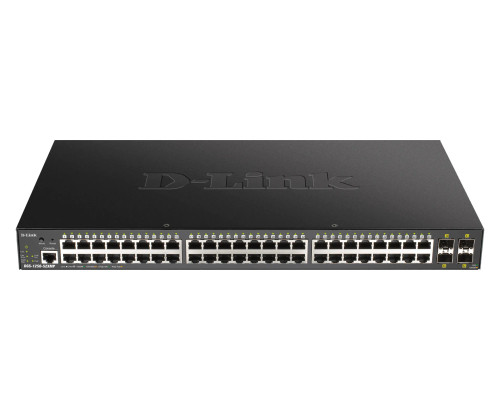 D-Link DGS-1250-52XMP 52 Port Gigabit Smart Managed Switch with 10G Uplinks & Power over Ethernet (PoE) Black, Managed, L3, Power over Ethernet (PoE), Rack mounting
