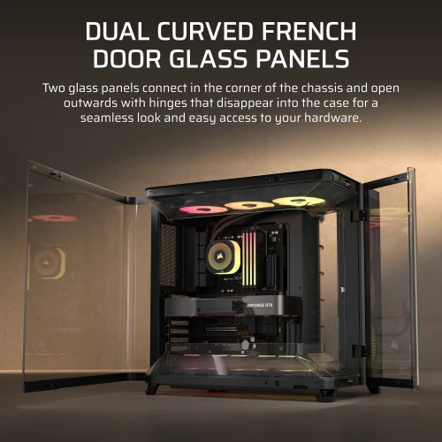 Corsair AIR 5400 RS-R ARGB, Midi Tower, PC, Black, ATX, EATX, micro ATX, Mini-ITX, Steel, Tempered glass, Gaming