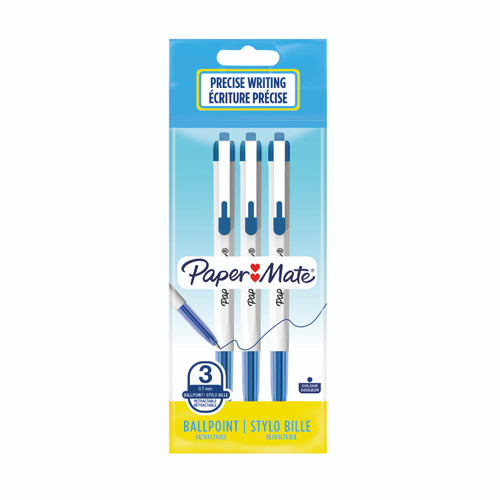 PAPER MATE 046 Retractable Ballpoint Pen 0.7mm Blue 3's-NS2084423