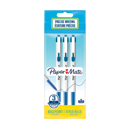 PAPER MATE 046 Retractable Ballpoint Pen 0.7mm Blue 3's-NS2084423