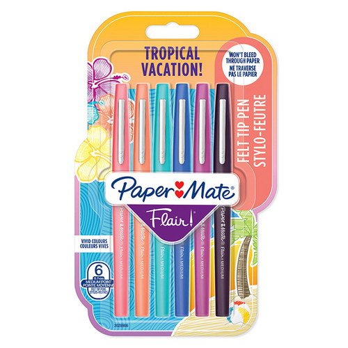 PAPER MATE Flair Tropical Medium 0.7mm 6's-NS2028906
