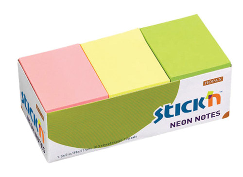 Stick 'N Assorted Neon 38 x 50 Stick 'n Note   (Price per loose unit and not per pack) Stick 'N Assorted Neon 38 x 50 Stick 'n Note   (Price per loose unit and not per pack)