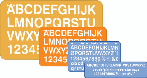 HELIX 5-30mm Lettering 4 Piece Stencil Set-H925900