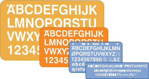 HELIX 5-30mm Lettering 4 Piece Stencil Set-H925900
