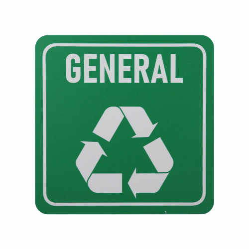 SIGN SYMBOLIC GREEN PRINTED GENERAL WASTE RECYCLE SIGN ON WHITE ACP 150 * 150MM - SN4118
