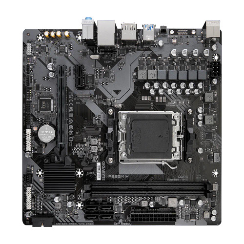 GIGABYTE A620M H Motherboard - Supports AMD Ryzen 8000 CPUs, 5+2+2 Phases Digital VRM, up to 7200MHz DDR5 (OC), 1xPCIe 4.0 M.2, GbE LAN, USB 3.2 Gen 1, AMD, Socket AM5, AMD Ryzen 7000 Series, Socket AM5, 96 GB, DDR5-SDRAM