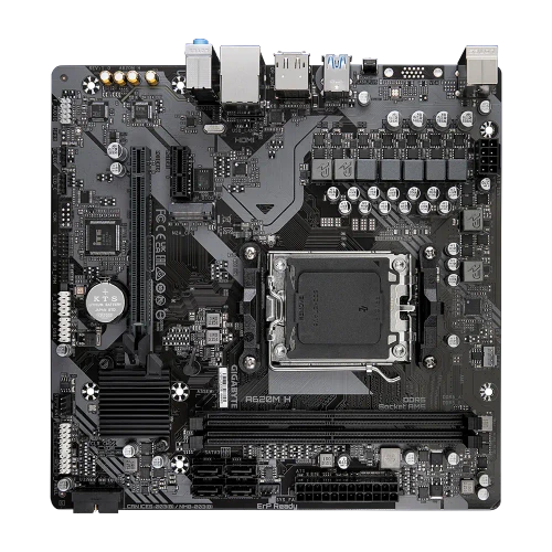 GIGABYTE A620M H Motherboard - Supports AMD Ryzen 8000 CPUs, 5+2+2 Phases Digital VRM, up to 7200MHz DDR5 (OC), 1xPCIe 4.0 M.2, GbE LAN, USB 3.2 Gen 1, AMD, Socket AM5, AMD Ryzen 7000 Series, Socket AM5, 96 GB, DDR5-SDRAM