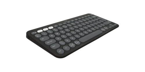 Logitech Pebble Keys 2 K380s, Mini, Wireless, RF Wireless + Bluetooth, Scissor key switch, QWERTY, Graphite