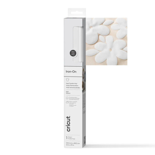 Cricut Puff Iron-On, Heat transfer vinyl roll, White, Monochromatic, Matte, Machine wash, 305 mm