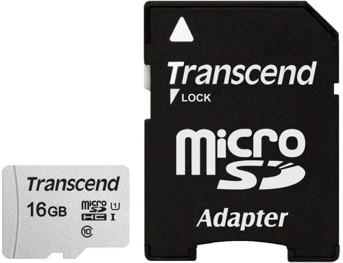 Transcend microSDHC 300S 16GB with Adapter, 16 GB, MicroSDHC, Class 10, NAND, 95 MB/s, 10 MB/s