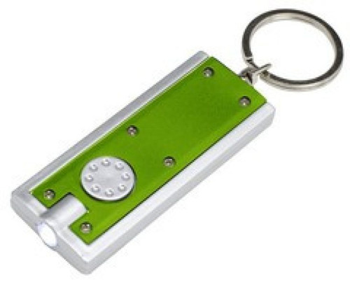 GSR Rectangle Torch Keyring - Model KEY27I with Green Plastic Housing