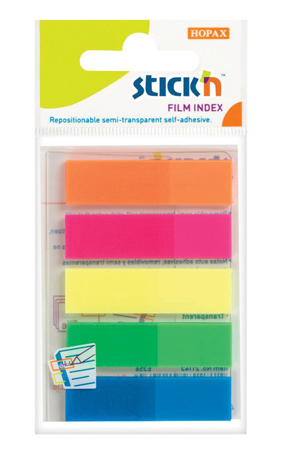 Stick 'N Film Index Tabs 5 Asst. Colours (45mm x 12mm) Stick 'N Film Index Tabs 5 Asst. Colours (45mm x 12mm)