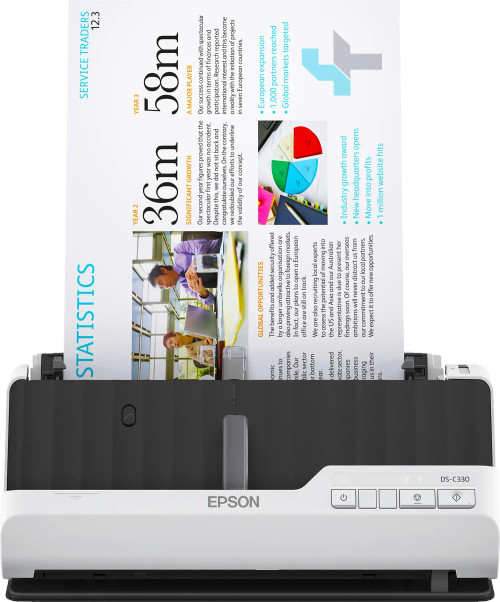 Epson DS-C330 Compact deskop scanner; Ultra-compact.Scan passports; receipts; invoices; cards and more 