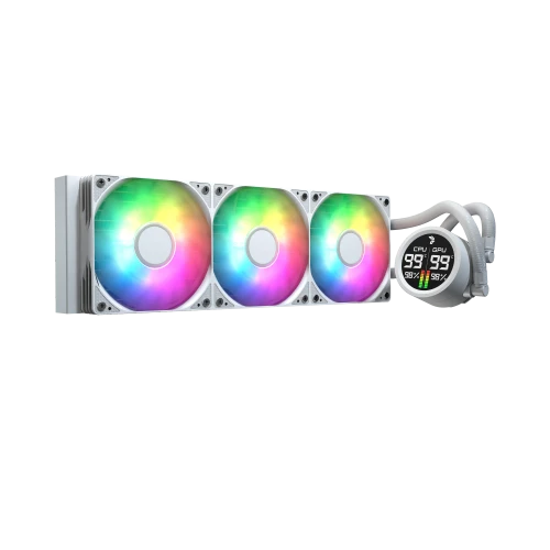 Aerocol Abyss L360 White with digital display - 360mm ARGB Liquid Cooler - Intel LGA1851/LGA1700   - AMD AM4/AM5. 