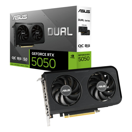 ASUS Dual -RTX5050-O8G, GeForce RTX 5050, 8 GB, GDDR6, 128 bit, 7680 x 4320 pixels, PCI Express 5.0