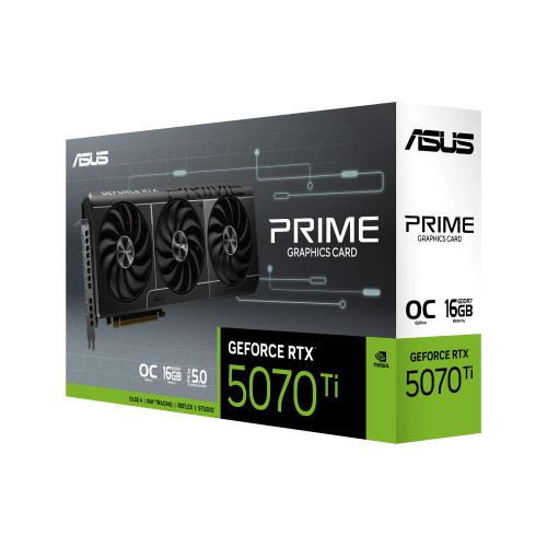ASUS Prime -RTX5070TI-O16G, GeForce RTX 5070 Ti, 16 GB, GDDR7, 256 bit, 7680 x 4320 pixels, PCI Express 5.0