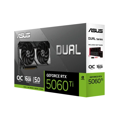 ASUS Dual -RTX5060TI-O16G, GeForce RTX 5060 Ti, 16 GB, GDDR7, 128 bit, 7680 x 4320 pixels, PCI Express 5.0
