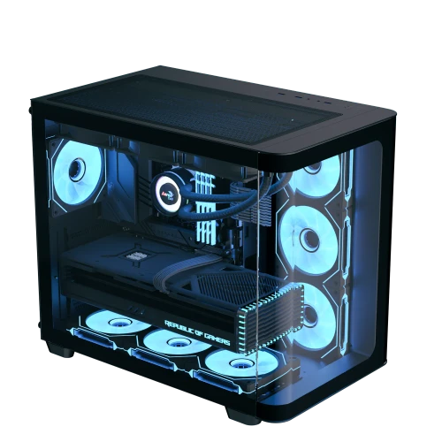Aerocool P500C Black Mid tower case - Includes 120mm ARGB Fan x 4 and 4-port ARGB control hub - ATX - 3x 2.5'' or 2x3.5'' - 360m