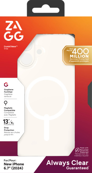 ZAGG Cases Crystal Palace Snap Apple iPhone 16 Plus Clear, Cover, Apple, iPhone 16+, 17 cm (6.7"), Transparent